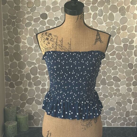 Strapless navy with white star tube top – size 11 to 13 - Picture 1 of 4